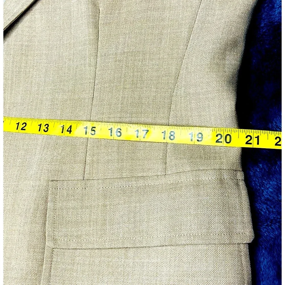 Chaps Ralph Lauren Vtg Sport Coat Hopsack 42 44 Silk Wool Tan USA Preppy Blazer